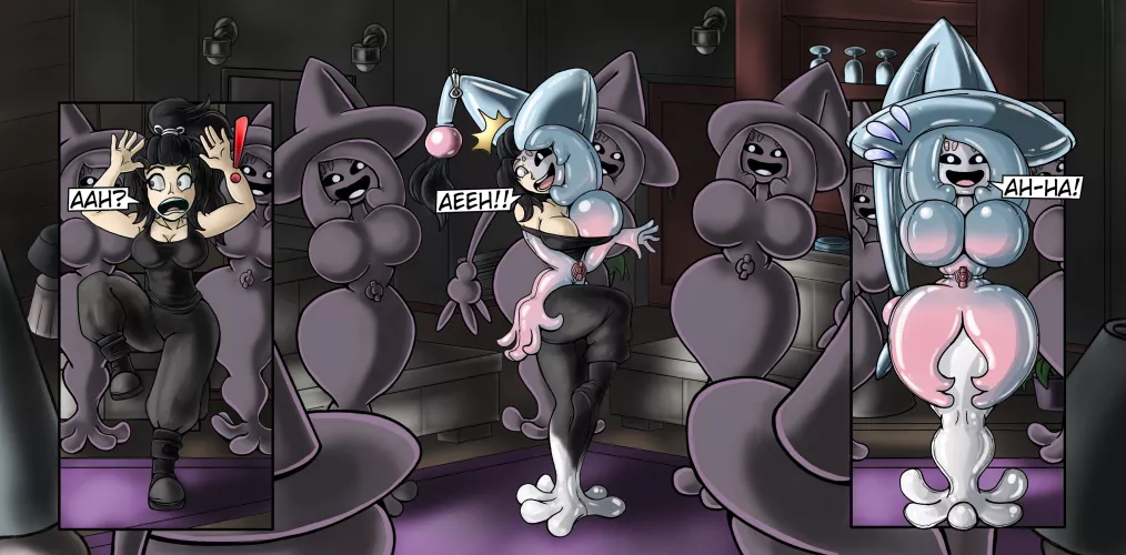 Laughing Matter (Girl -> Latex/Rubber Hatterene) by Grizzlydafurry