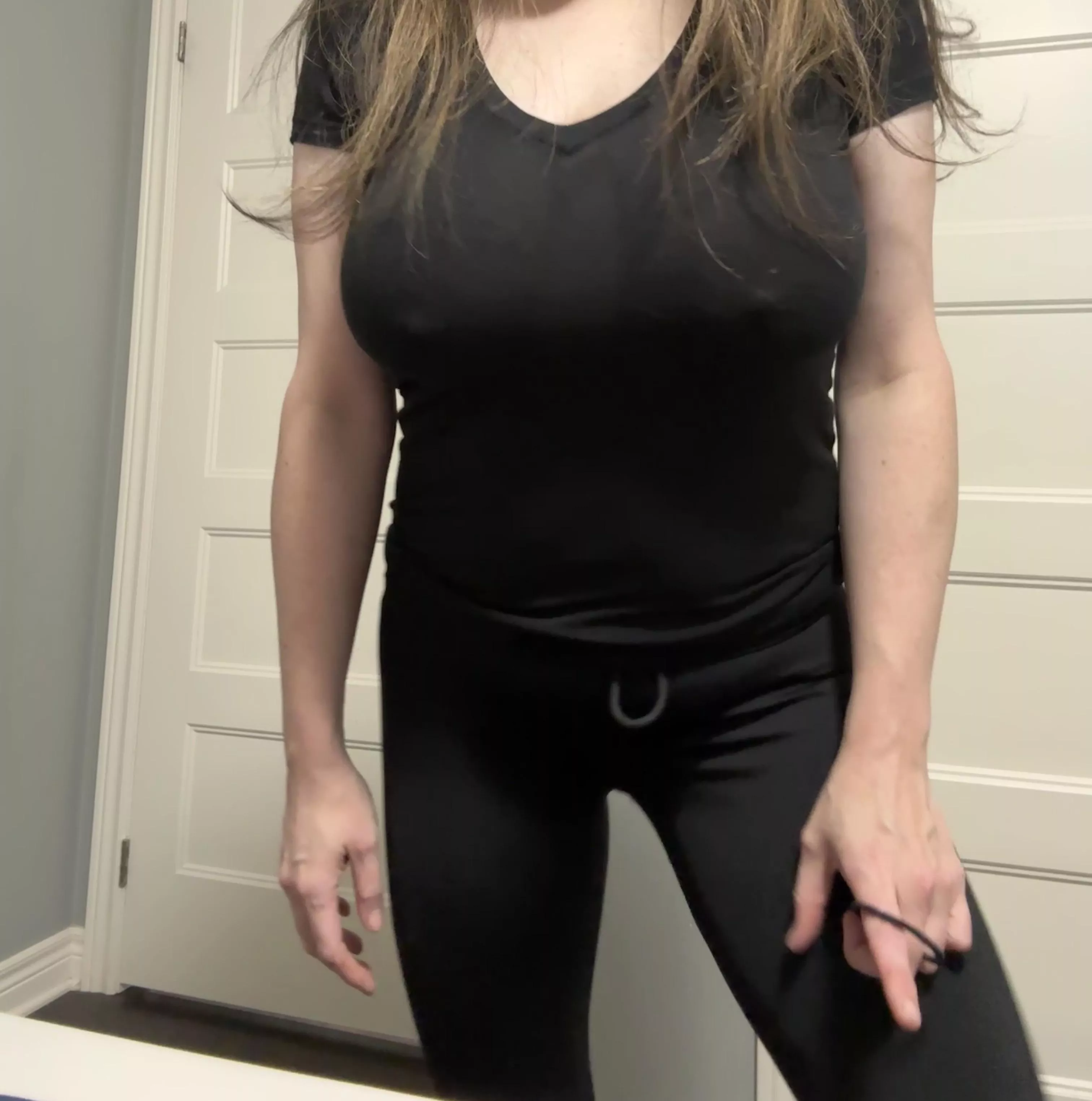 Who would have thought wearing a black top with no bra is great for showing off pokies.