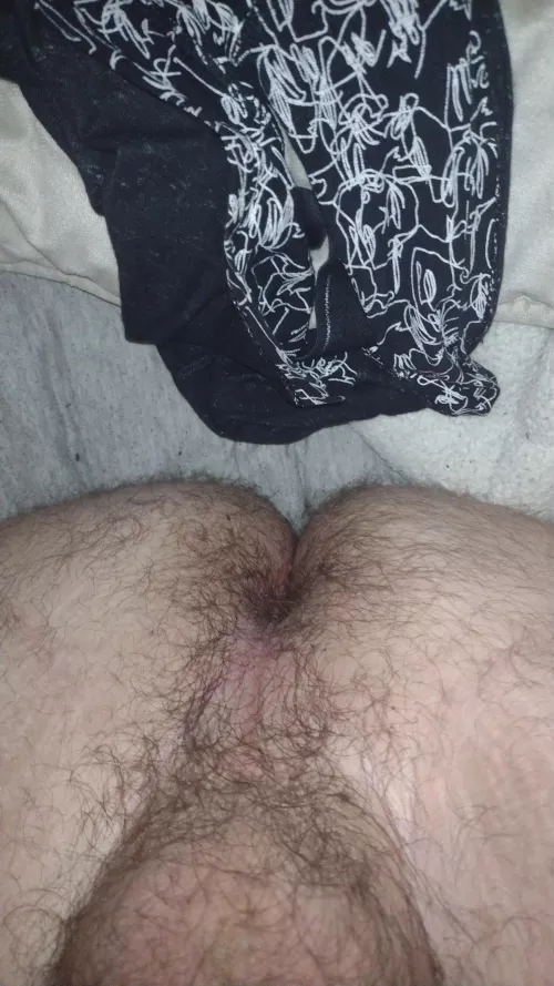 [25] Never been penetrated but I already wanna be gangbanged and have my hairy ass covered in cum