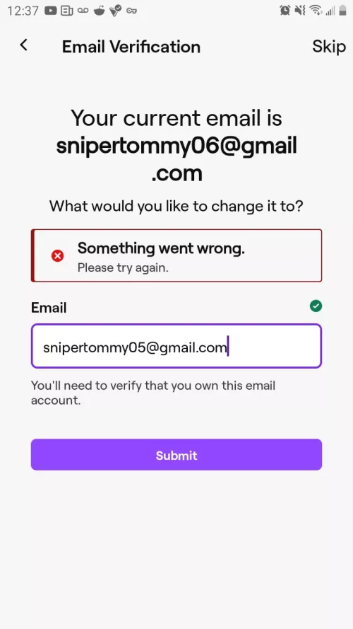 account creation error?