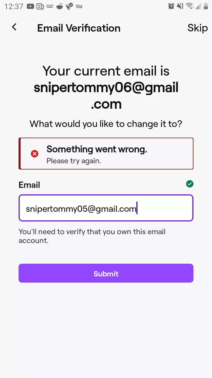 account creation error?
