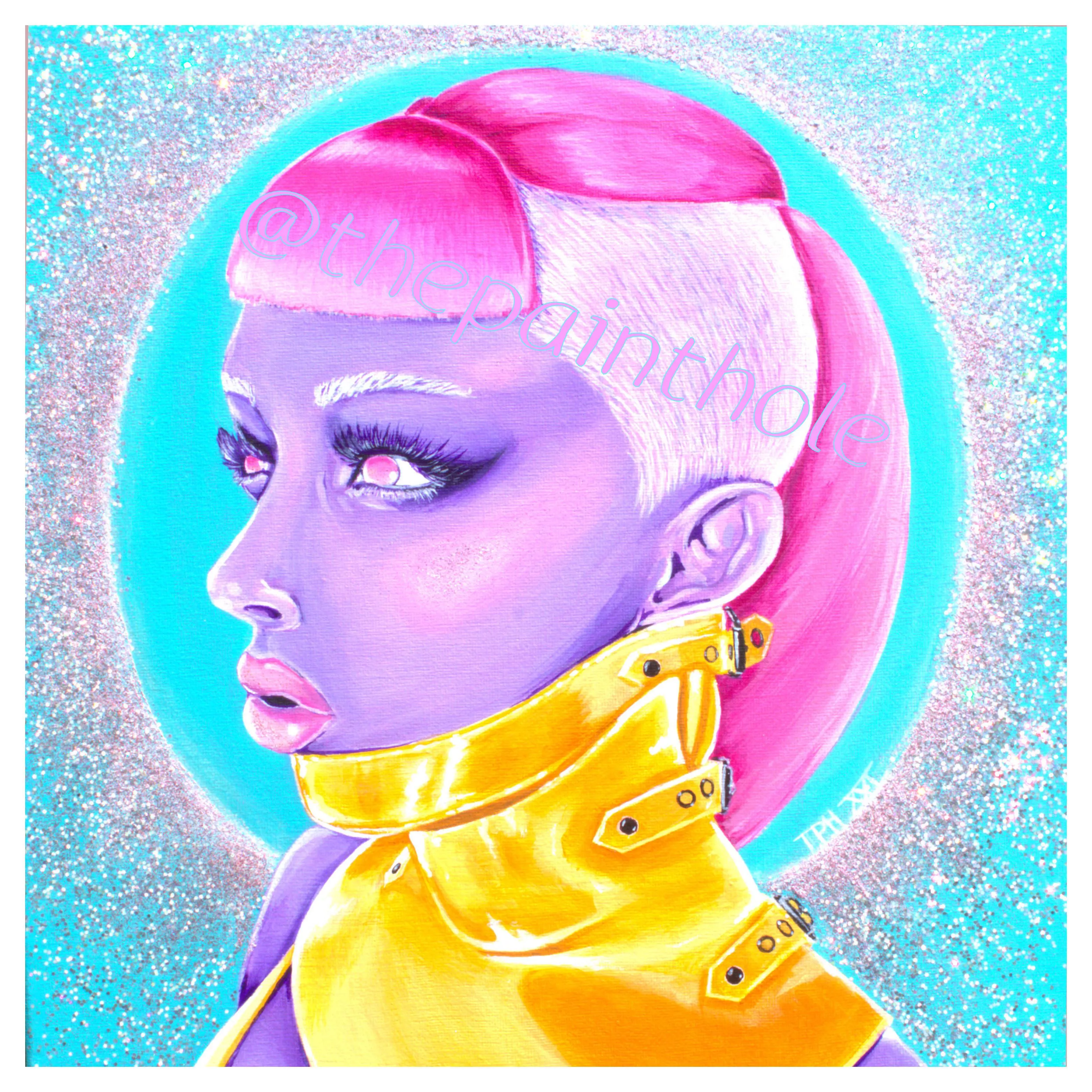 I tried glitter for the first time on this one and I loved it. Latex posture collar. In hindsight yellow is a hard colour to work with.