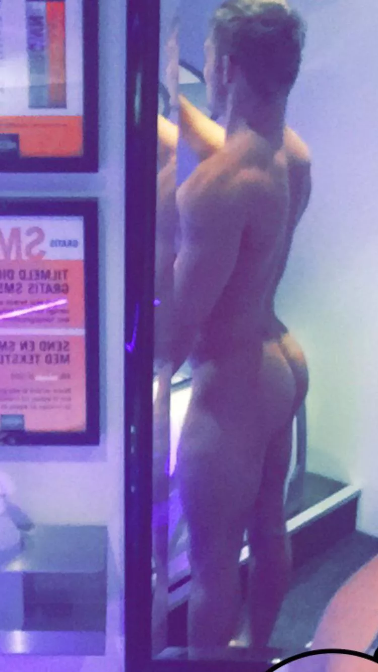 [M] working on that tan, after a hard gym session