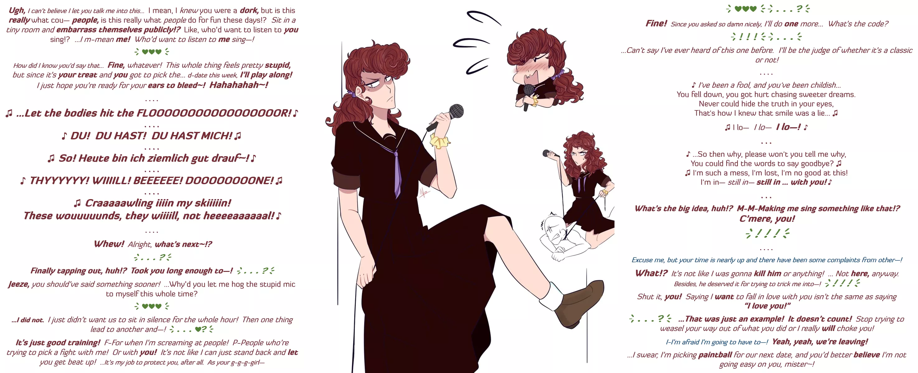 [MxF] 9091-89 [SEQUEL][Wholesome][Tsundere][Delinquent][Tomboy][Embarrassed][Karaoke][Loving couple][MtG Caption][Artist: @MyutoEve (Nay)]