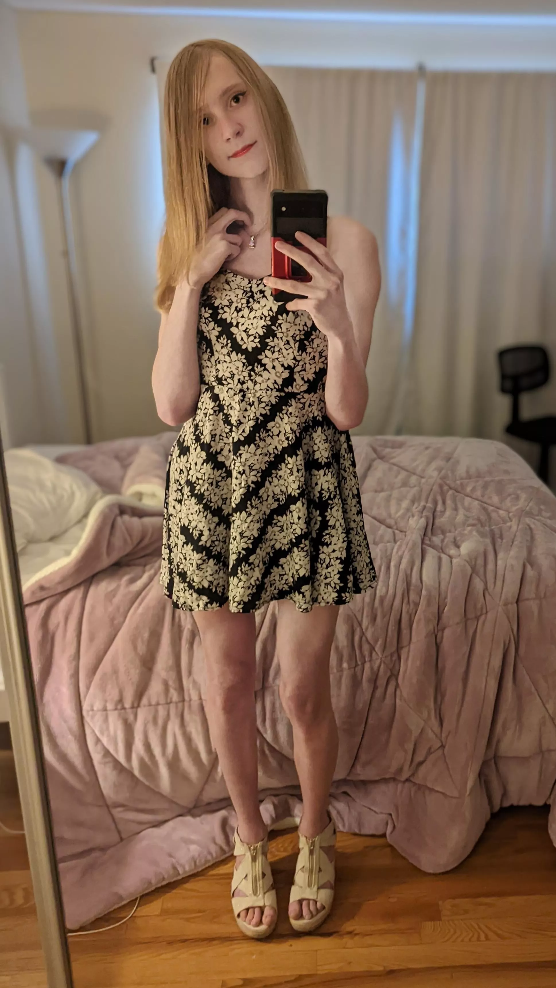 My first dress~!✨✨✨~(Day 1 of posting a pic everyday until I've worn all the feminine clothes in my wardrobe)