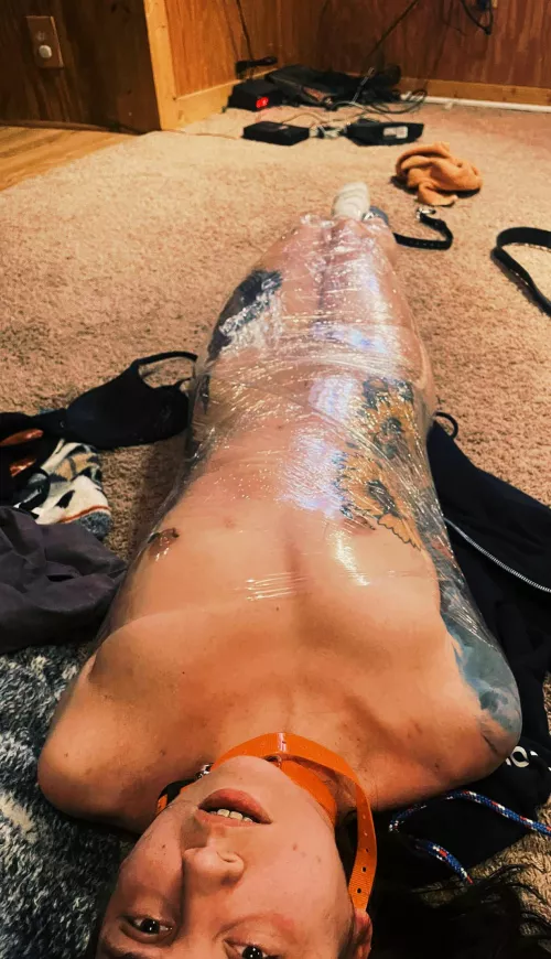 shock collered...wrapped with nora in pussy... she is going to learn.