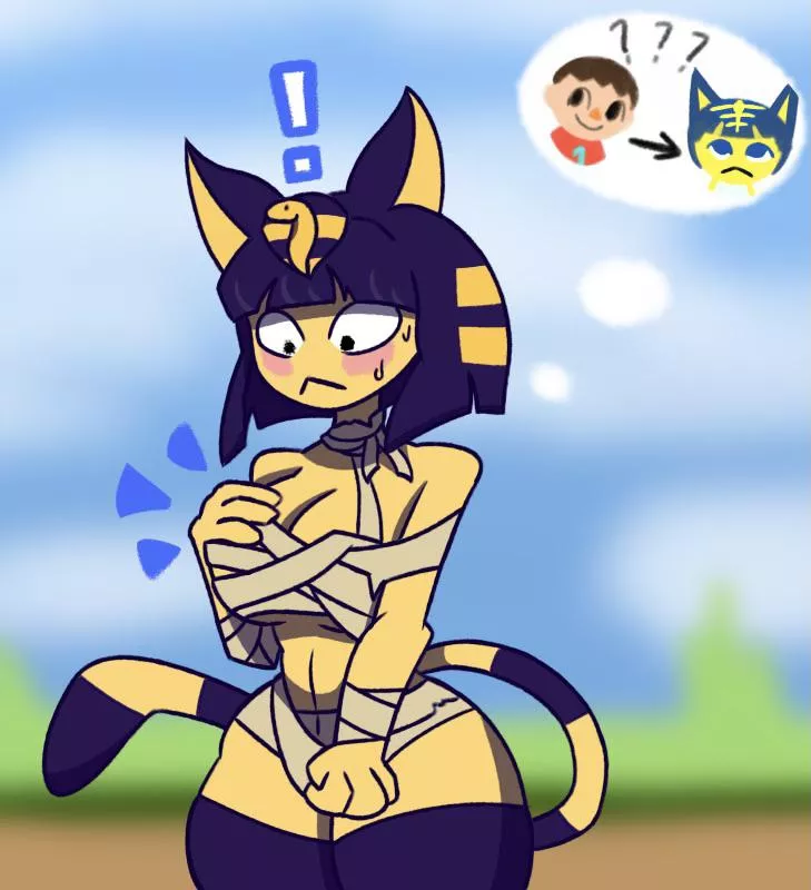 Wanted to draw Villager to Ankha in some capacity (MtF) (Artist is u/Chungazz, aka myself)