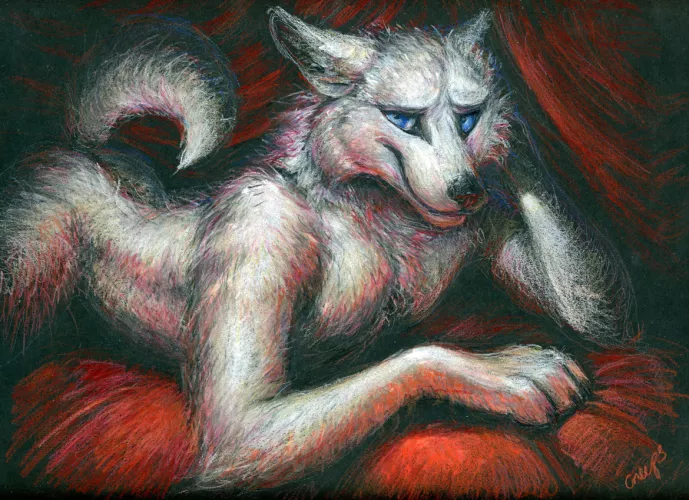 White Wolf, colored pencils (art by me, creeps)