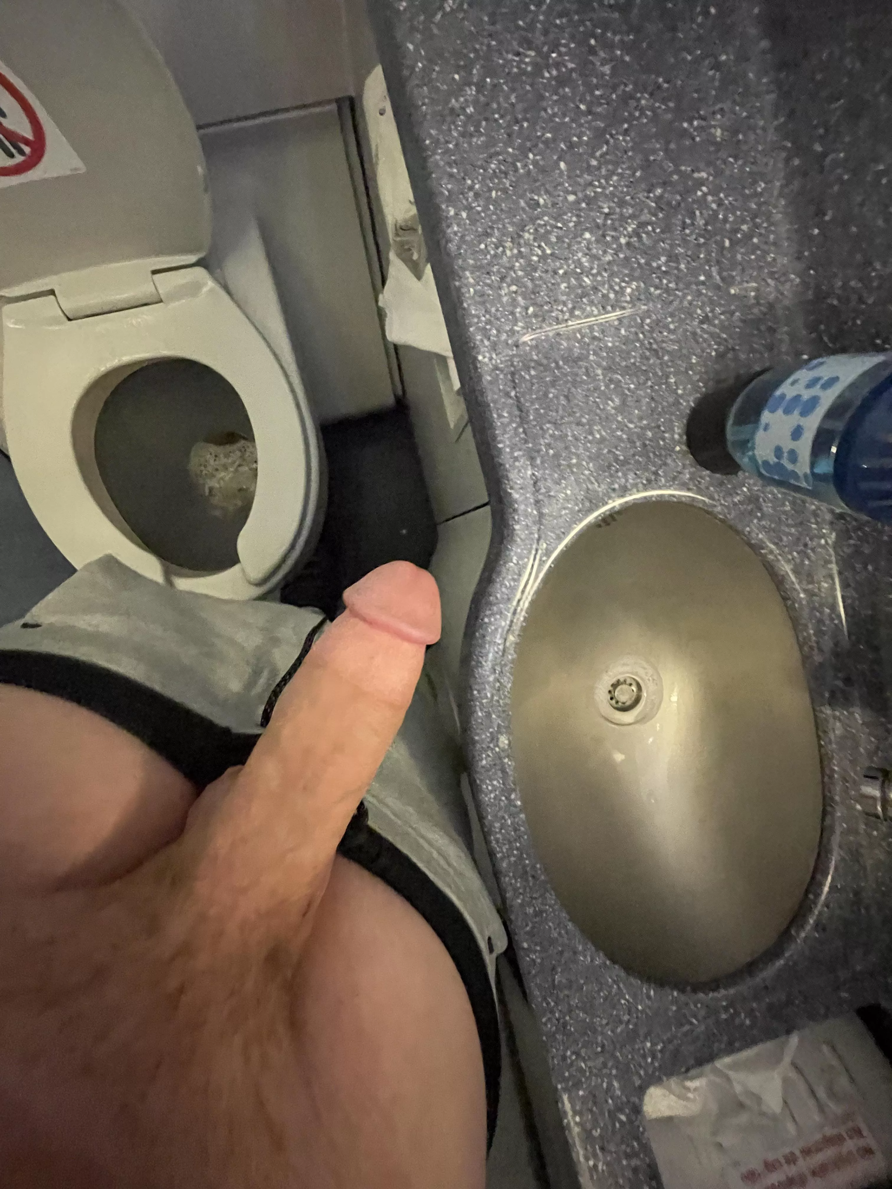 Hard in the airplane bathroom