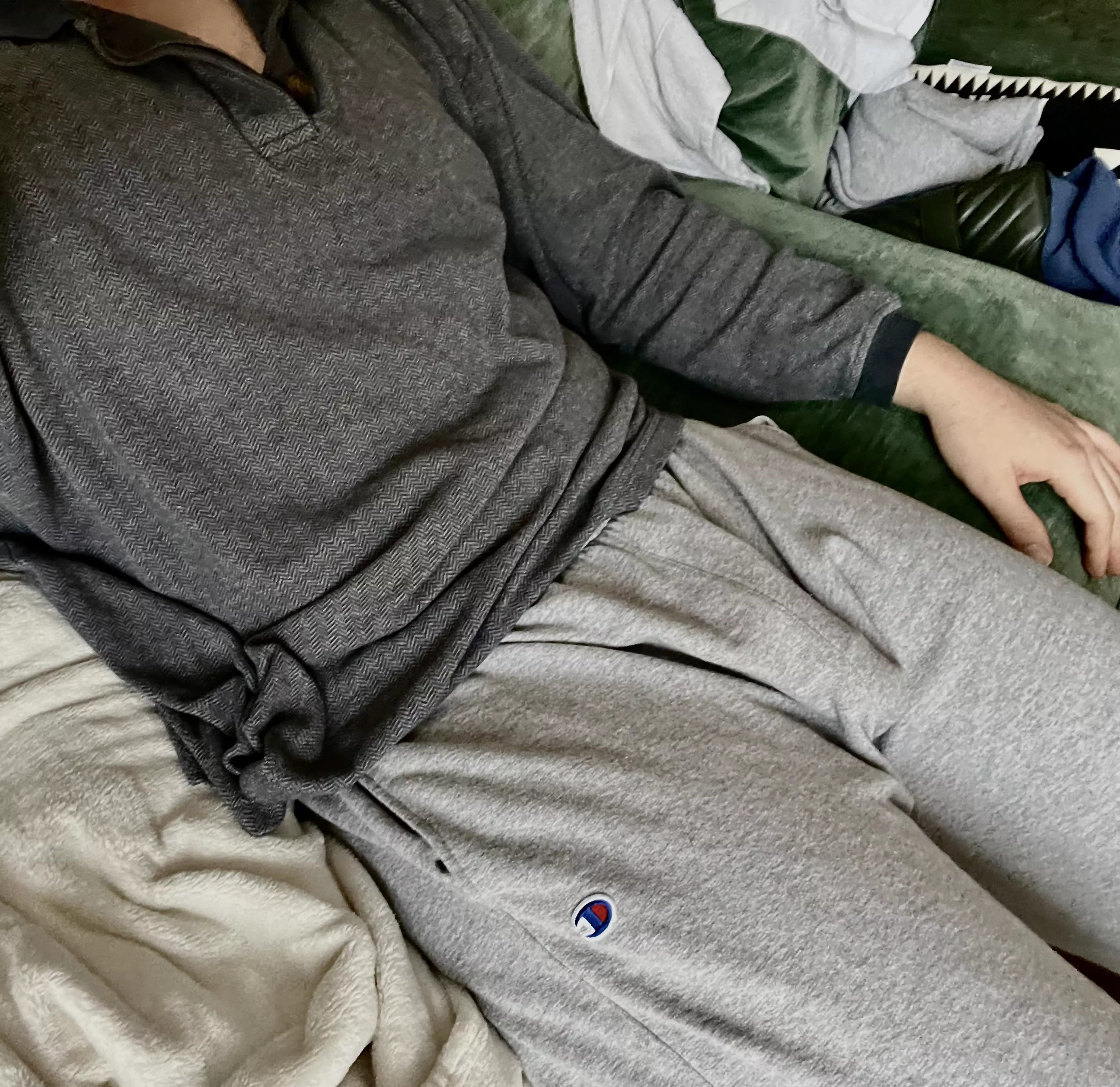 Think my friends noticed I was freeballing in my grey sweats while we were hanging out? (25)