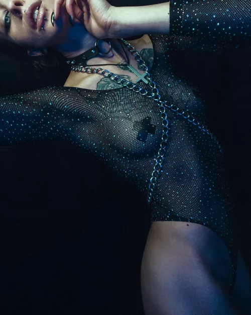 This slut loves fishnets