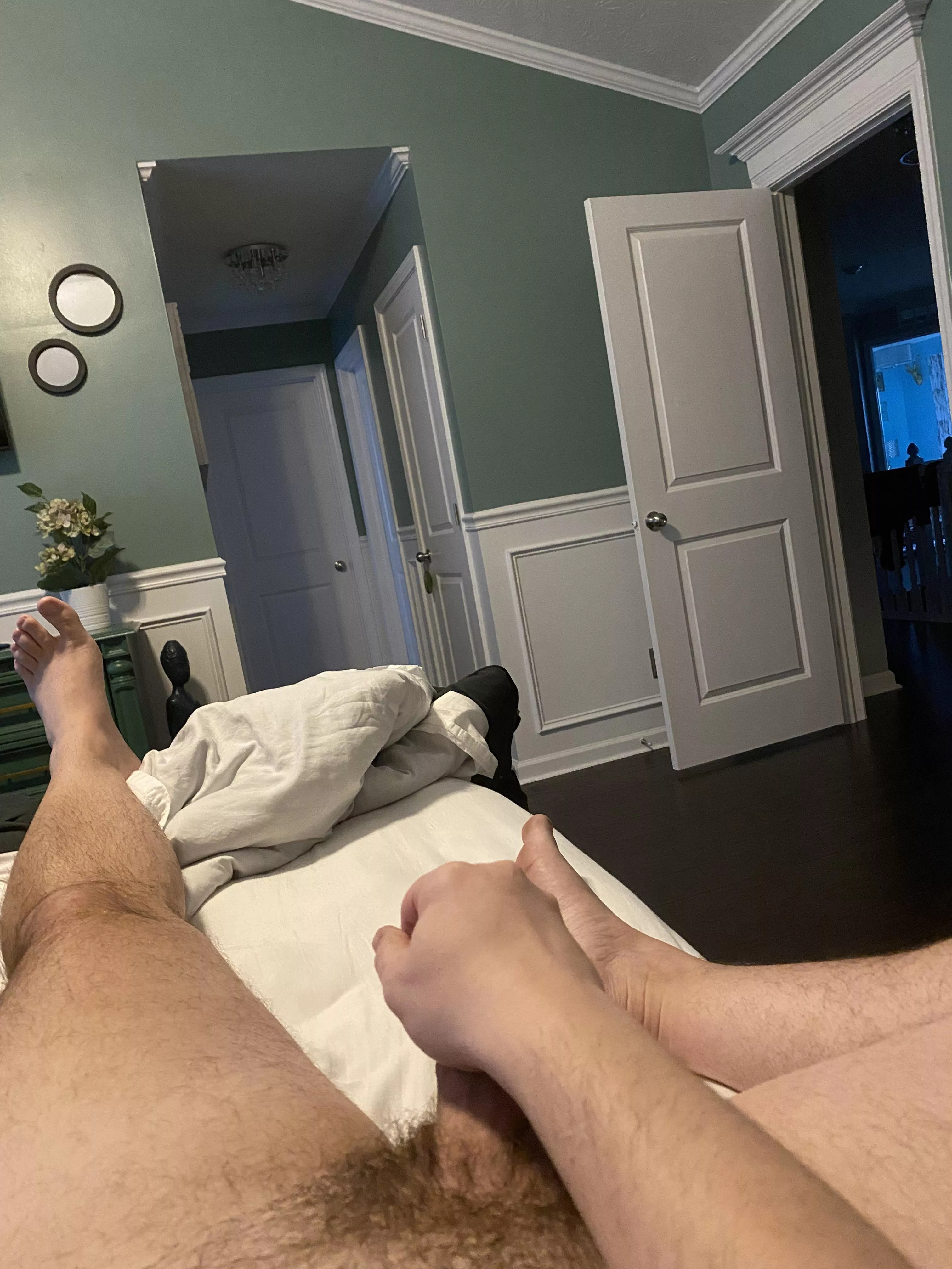 33. Married jerking cock before shower. Who else is horny and needs to unload! Midwestguy_900