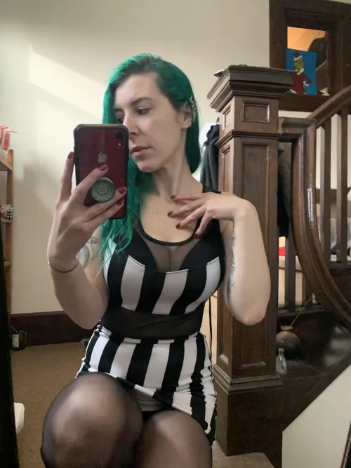 Busty in black and white