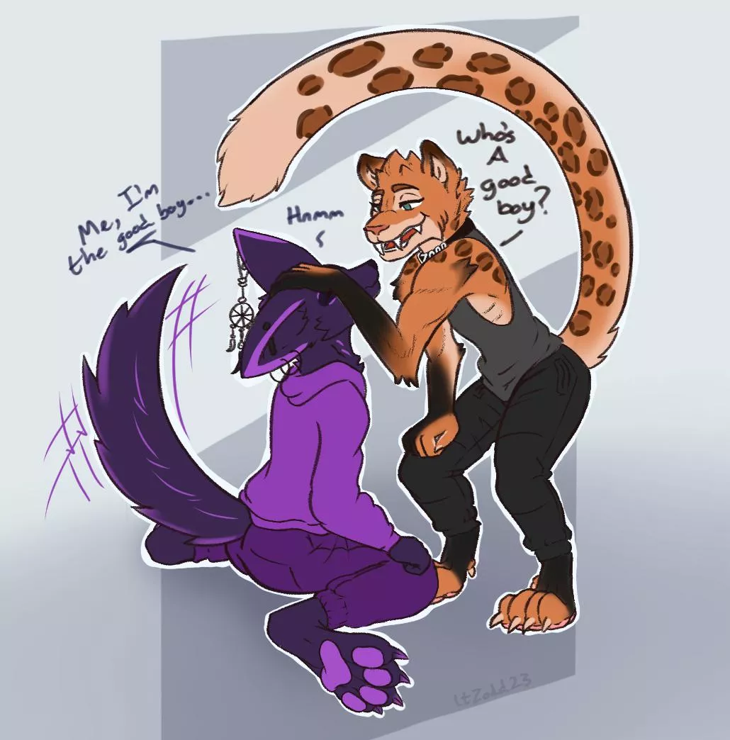 Good Boy receiving pets (art by me)