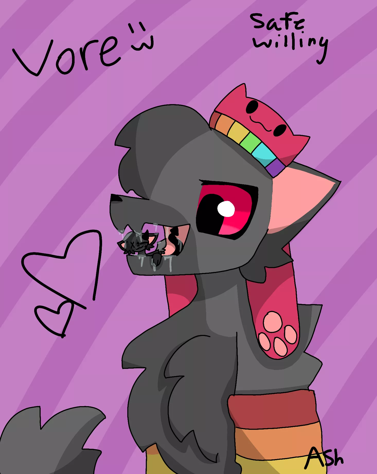 {image} First ever vore art^^ my og characters, Blitz and Ash! [safe] [willing]