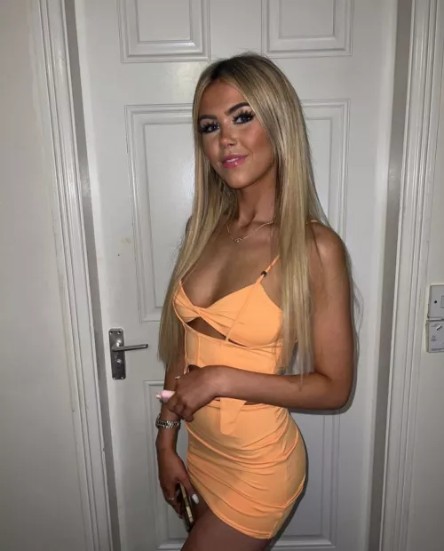 Michaela in a tight dress