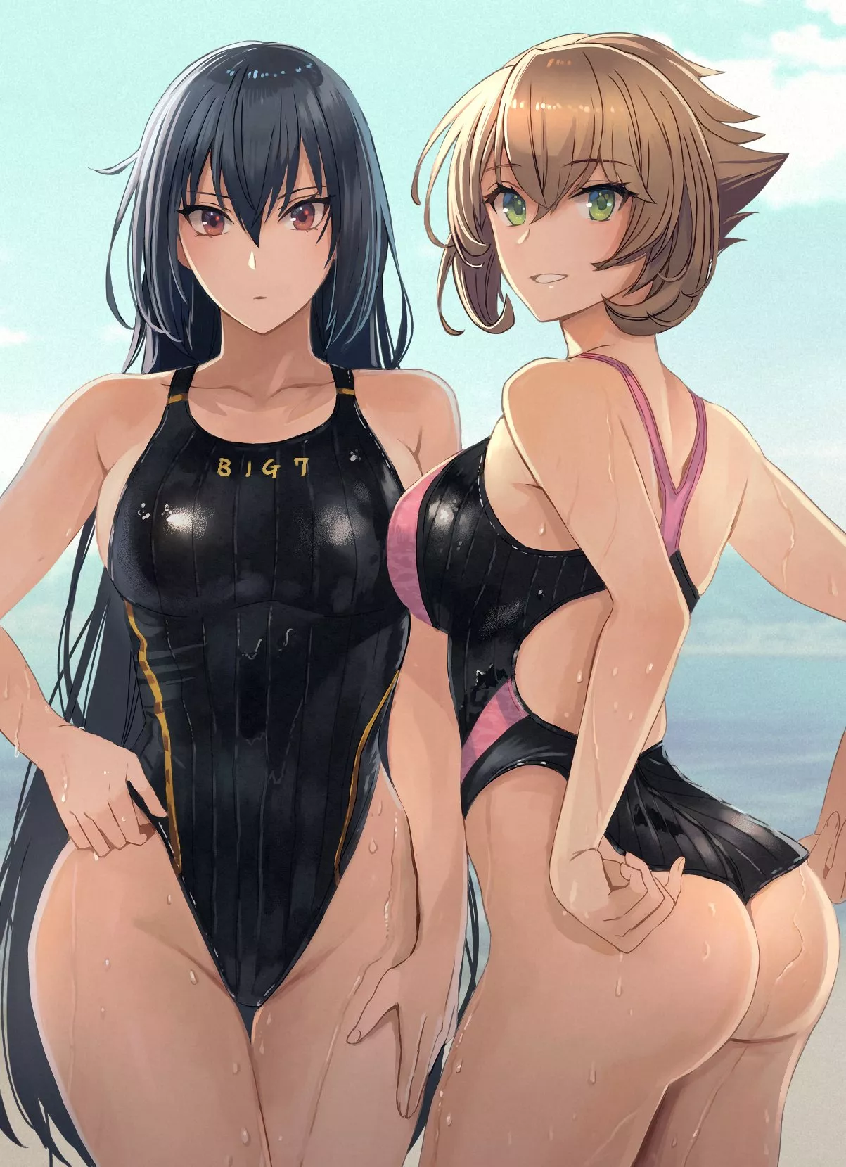 Nagato & Mutsu in competition swimsuits [Kancolle]