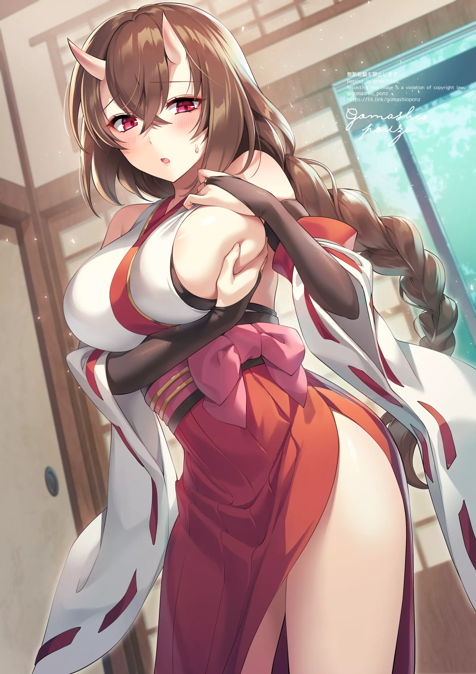 Oni Miko (Gomashio Ponz) [Hitozukiai ga Nigate na Miboujin no Yukionna-san to Noroi no Yubiwa]