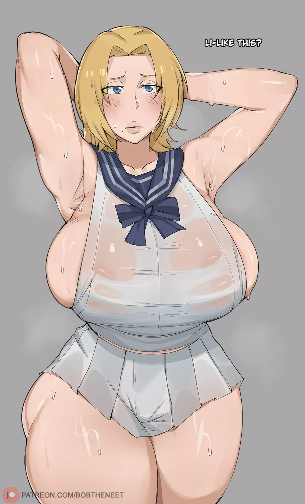 rangiku trying on a school uniform