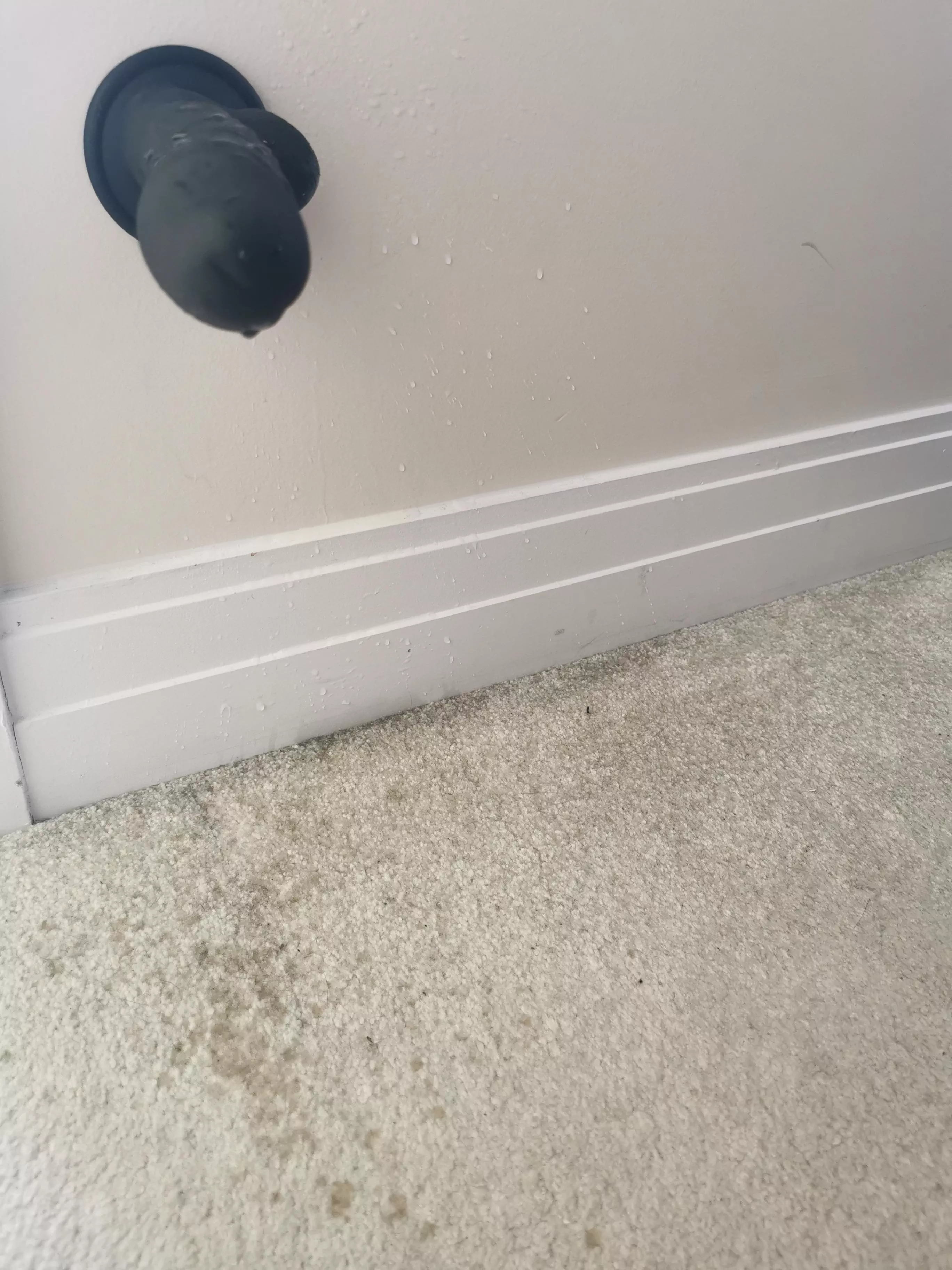 left my squirt juice all over the dildo, carpet, wall and baseboards⛲🙊