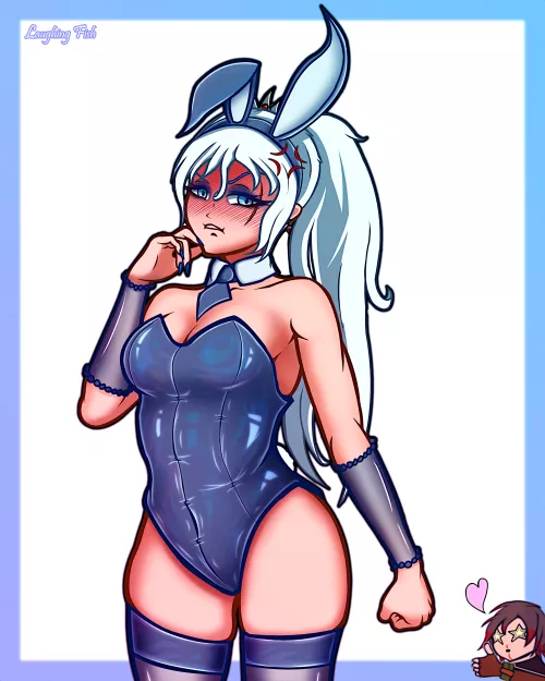 My attempt to draw Weiss (reluctantly) dressed as a bunny girl for her dolt [Laughing_Fish]