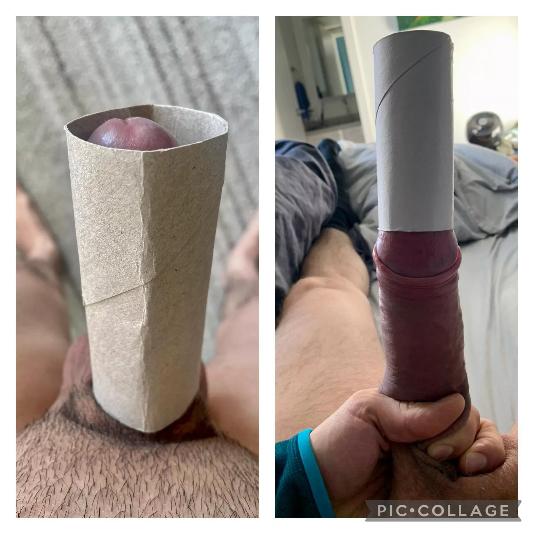 The cock that fits IN the toilet paper roll wins, right?!