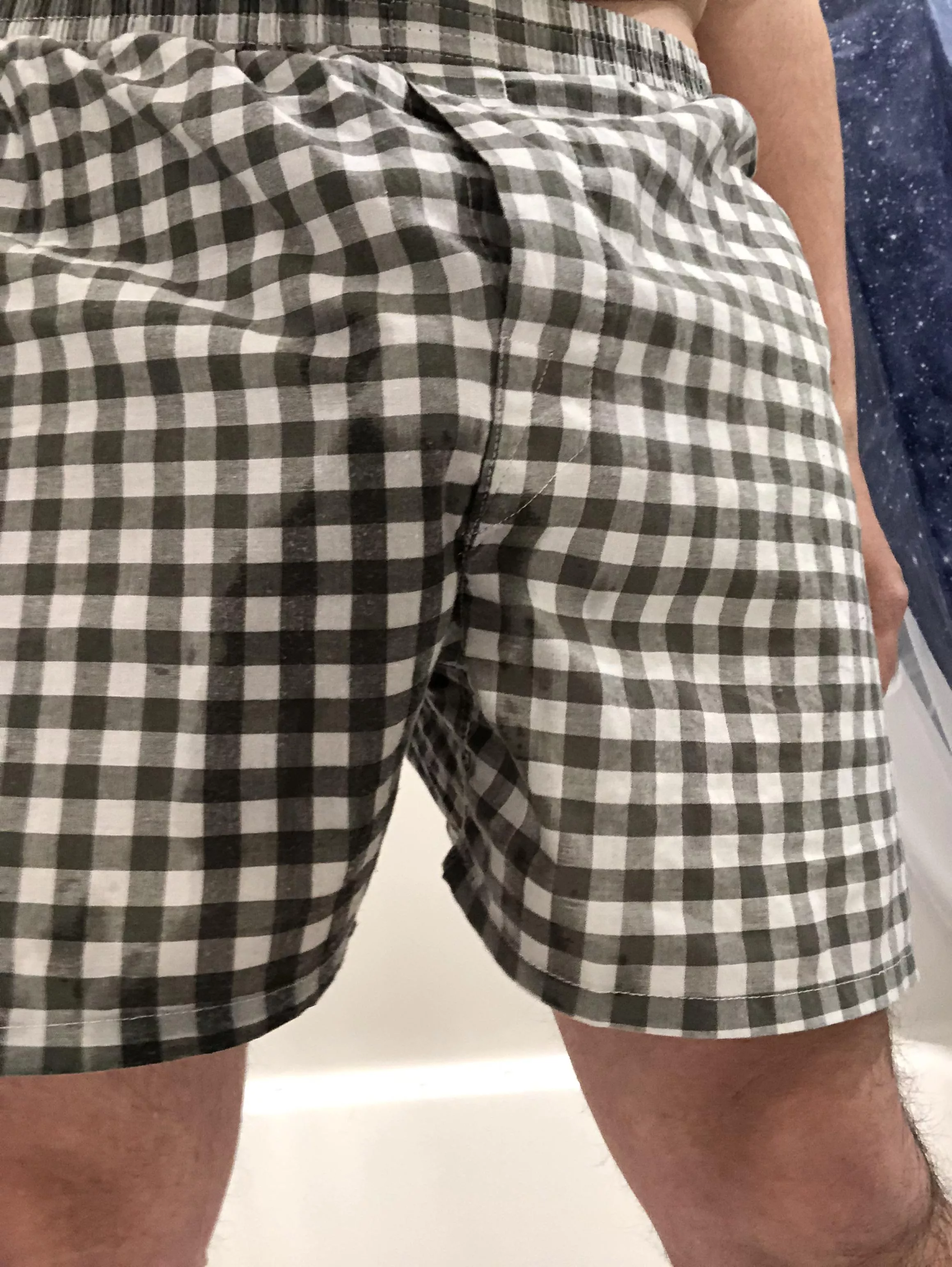 Today’s boxers. Was desperate for a piss so they’re a bit wet!