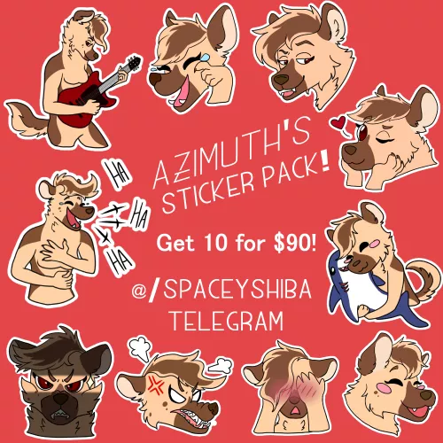 Azimuth's Telegram Stickers/Discord emotes! 10pk for $90, 5pk for $50 @/SpaceyShiba Twitter/Telegram