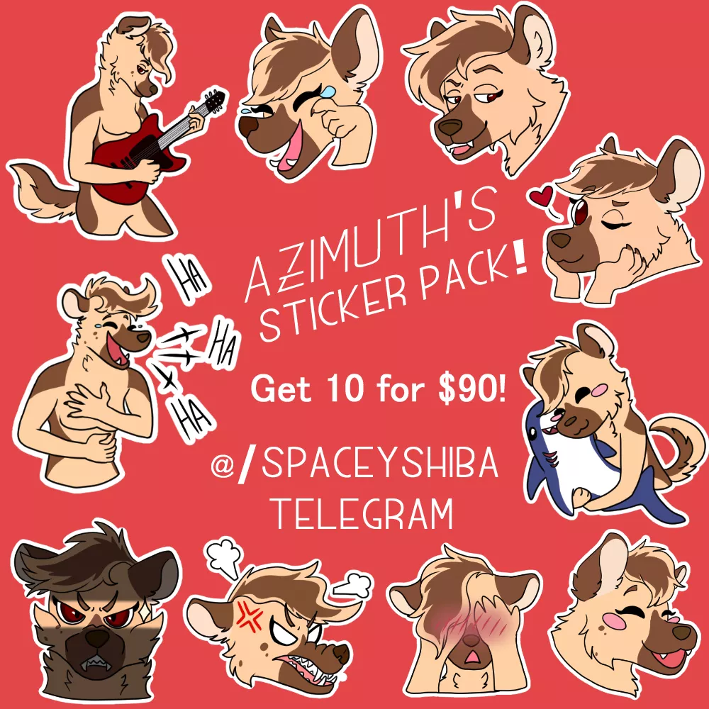 Azimuth's Telegram Stickers/Discord emotes! 10pk for $90, 5pk for $50 @/SpaceyShiba Twitter/Telegram