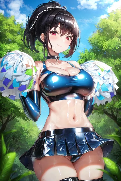 Blue Latex Cheerleader