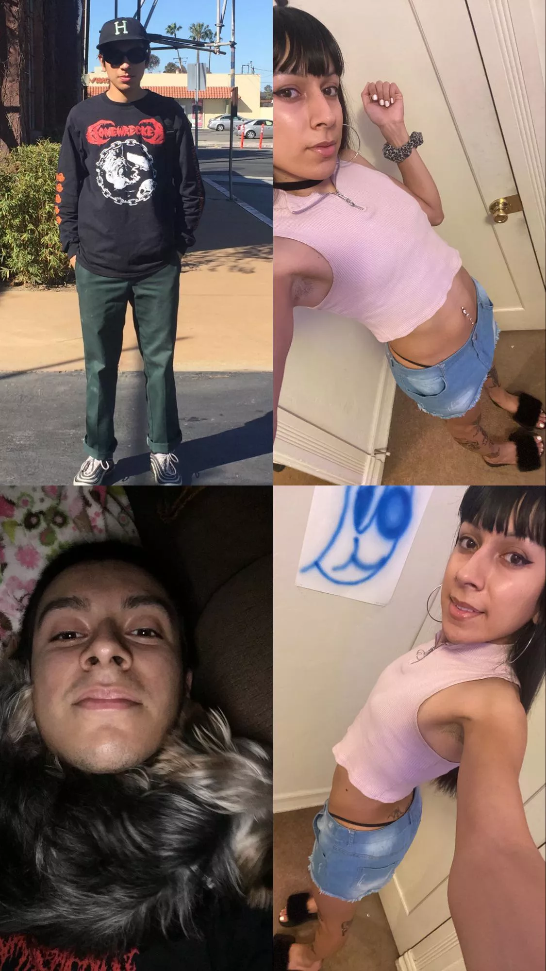 Me in 2019(21) vs pics taken today I went from skater boy to trans bimbo💅 (MtF 24)