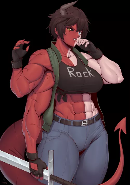 Muscular demon girl [Artist: SpeedL00ver]