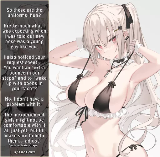 She expected no less from a young guy like you! [Maids][Bikini][Big Breasts][White Hair]