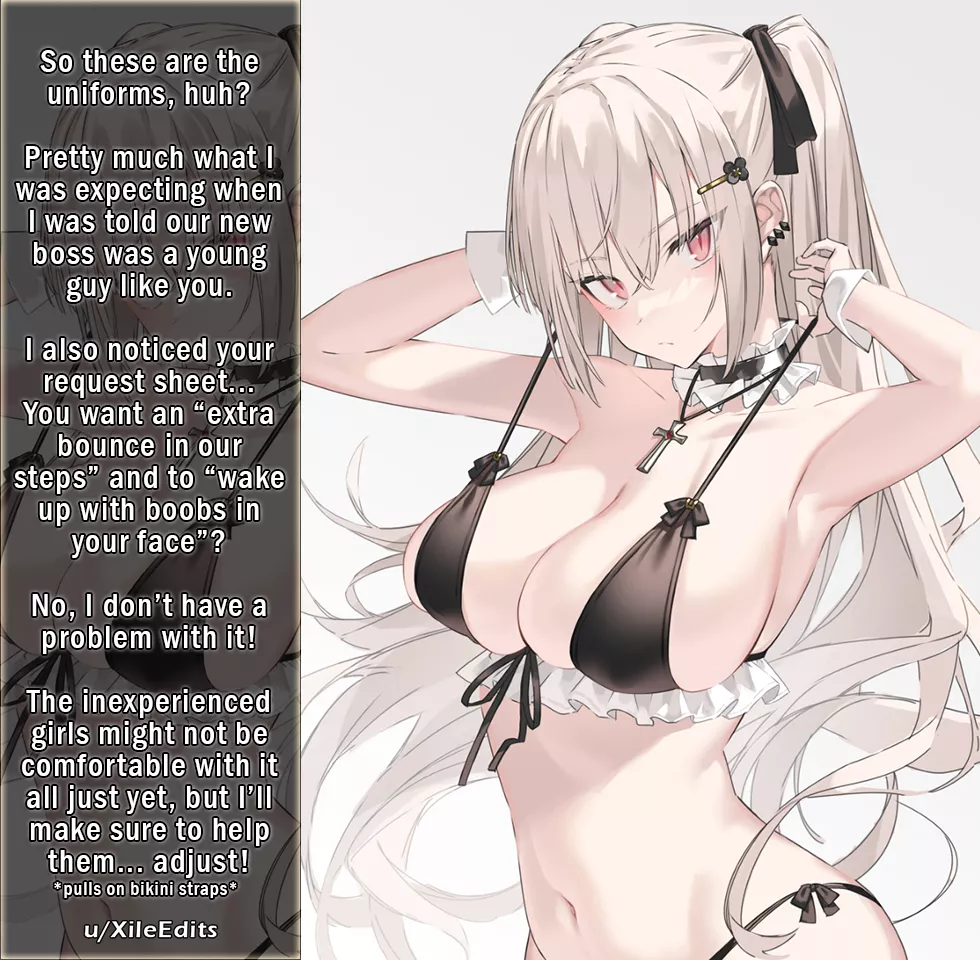 She expected no less from a young guy like you! [Maids][Bikini][Big Breasts][White Hair]
