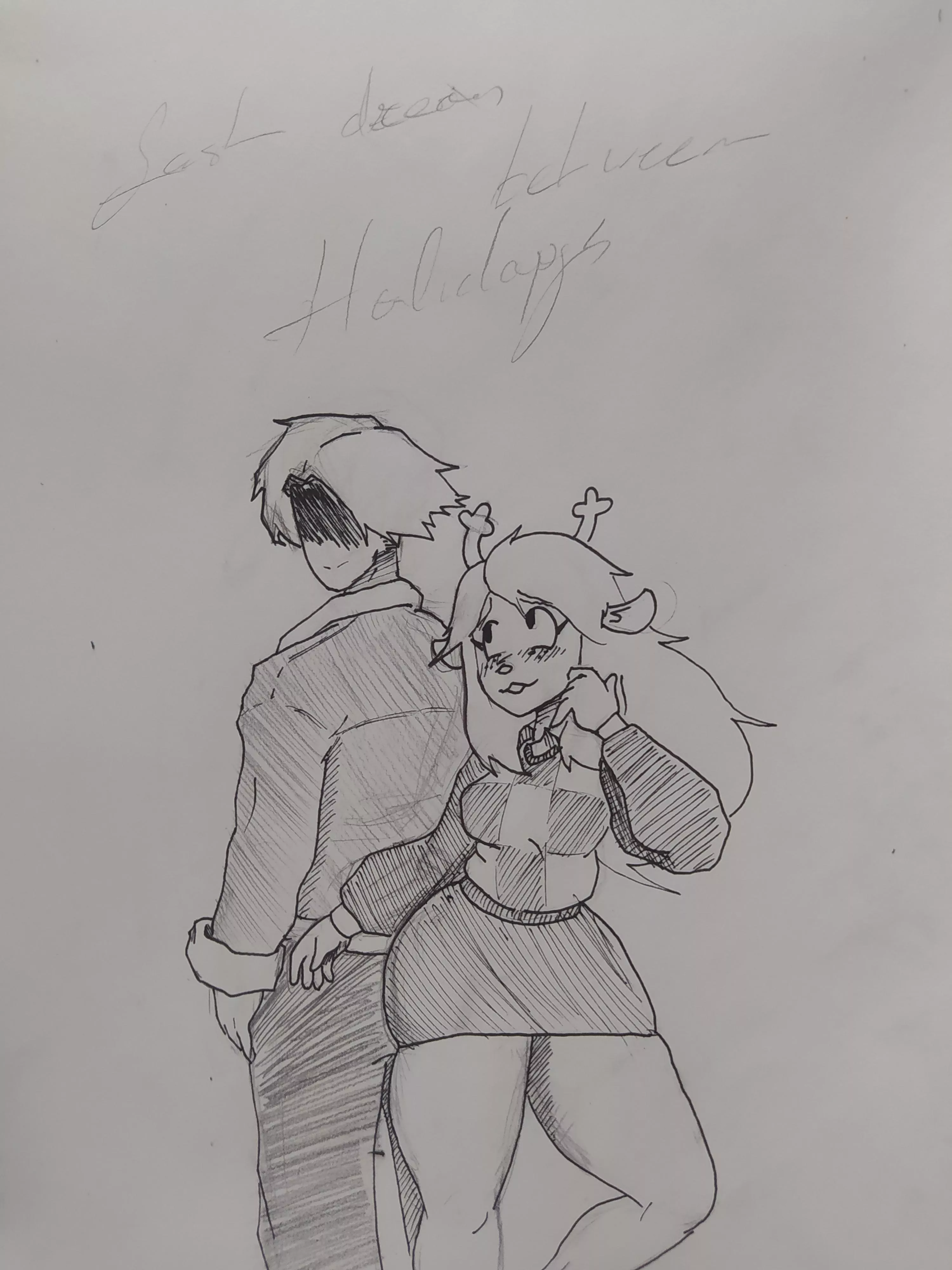 so a friend of mine suggested leon s Kennedy x noelle, is really cursed but kinda cute (sorry for the lazy artwork)[noelle, and leon s. Kennedy?!??!?]