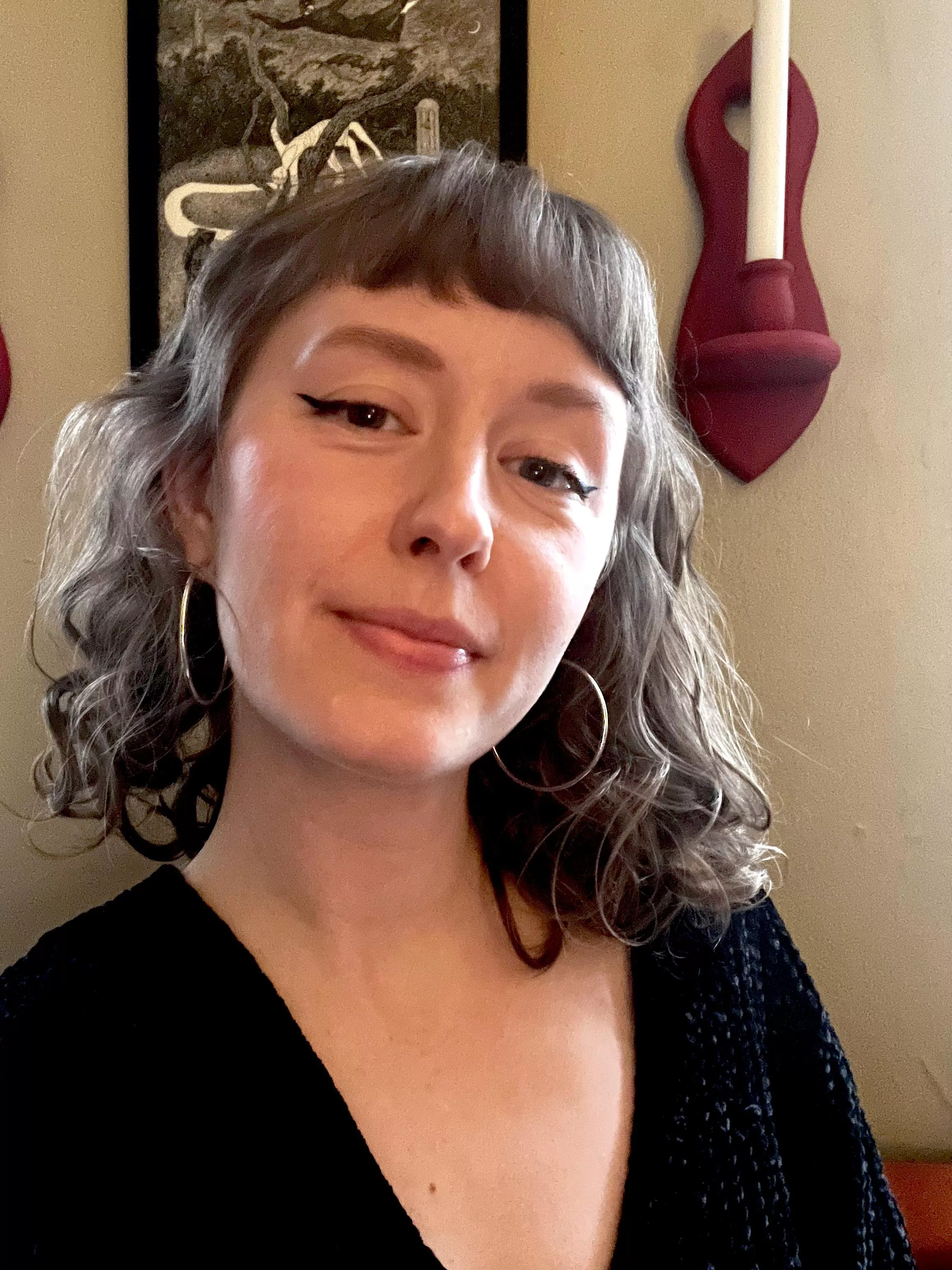 The bangs look so good when I let the curls down!!