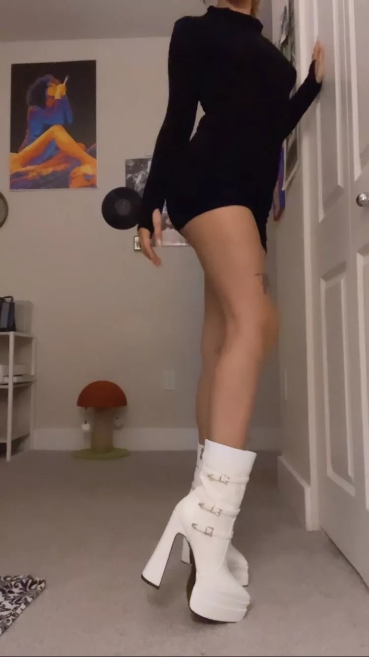 trying on my new boots