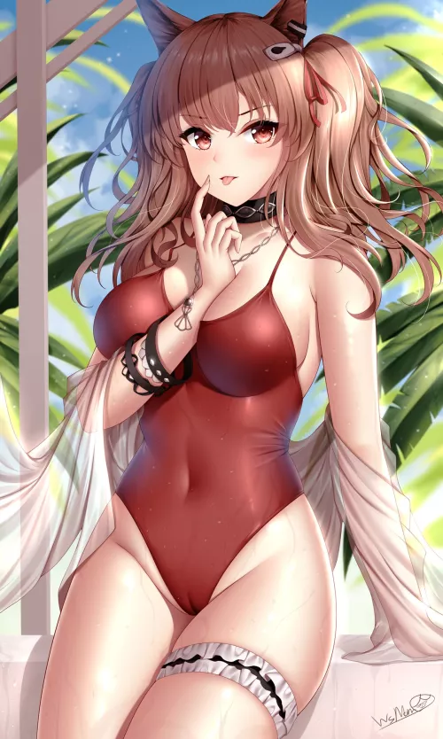 Angelina in Red Swimsuit [Arknights] (WsMan)