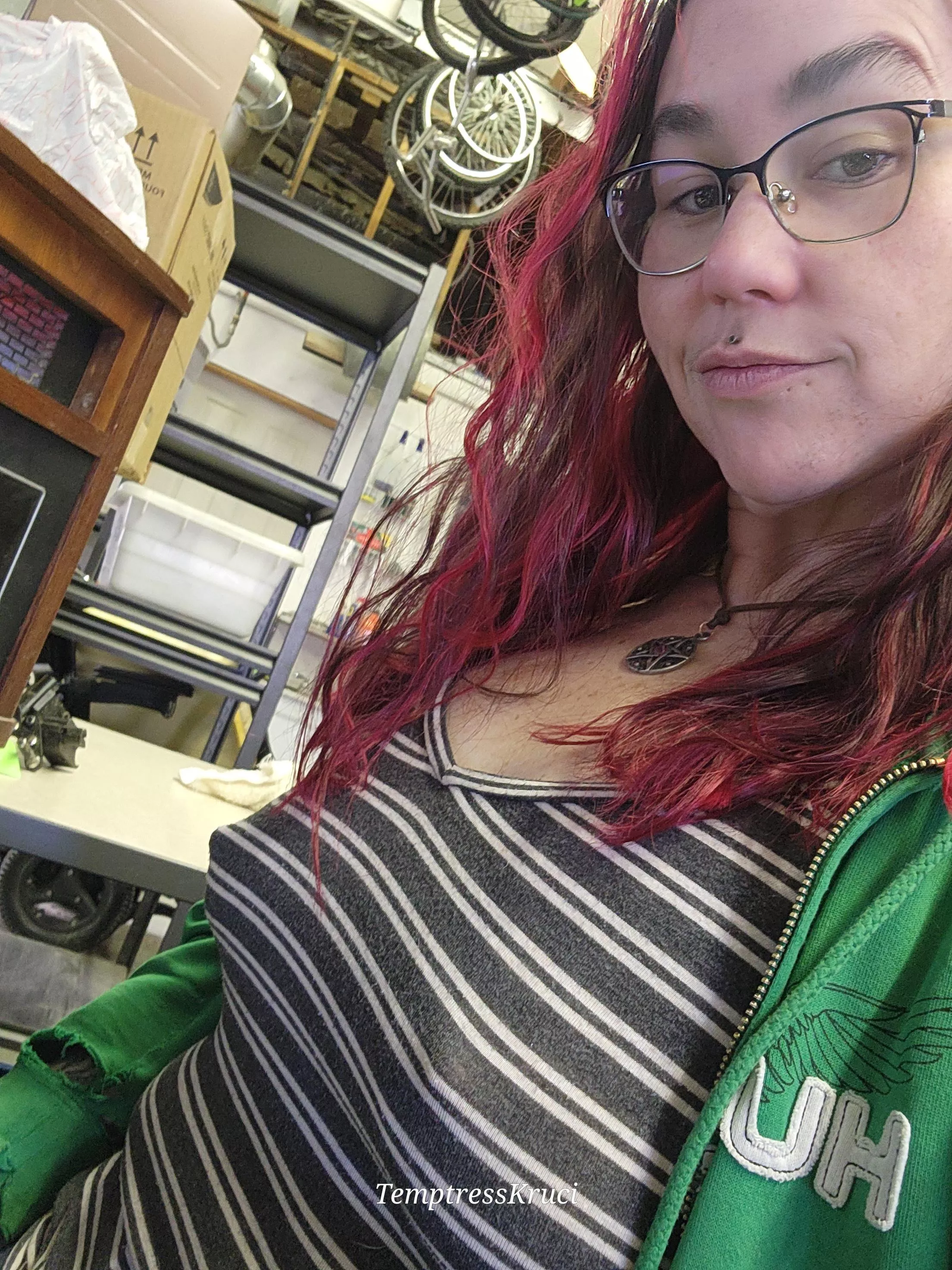 Boss told me to go home and change from my tshirt...so I switched to a thinner low cut top