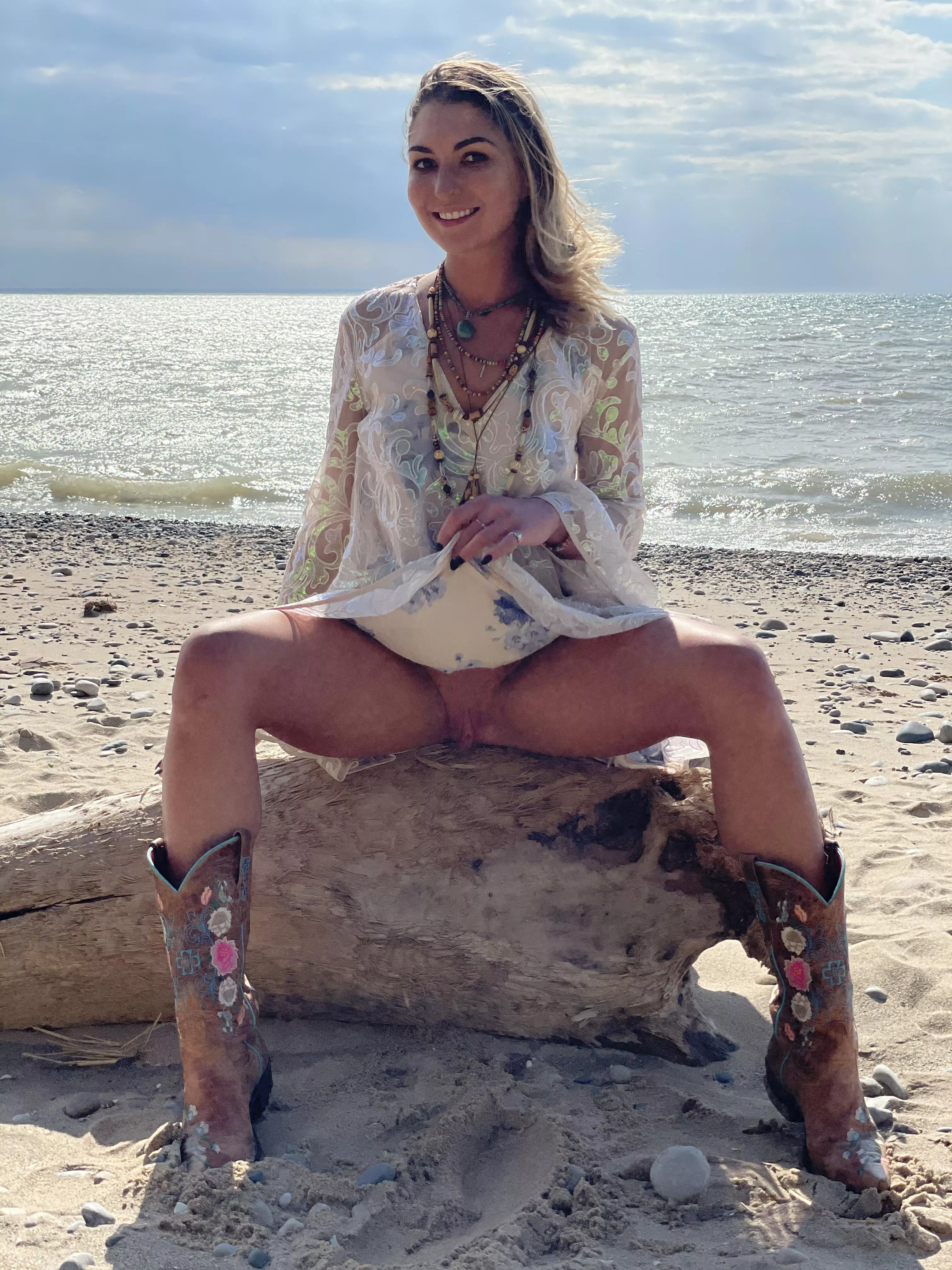 I love just spreading my legs at the beach