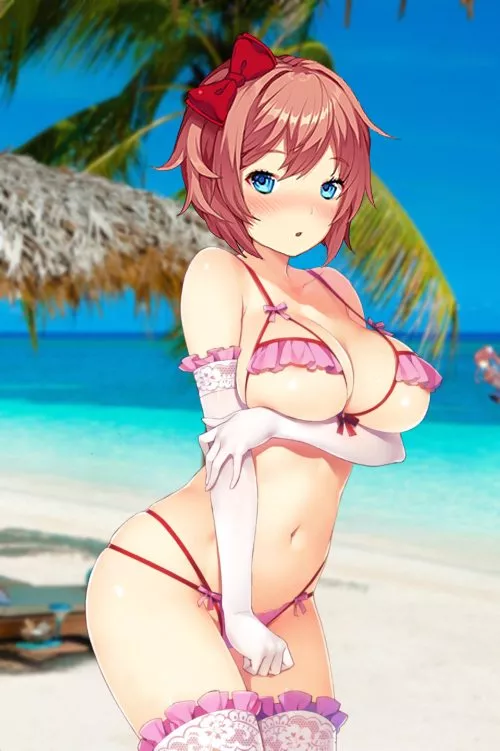 Sayori at the beach [IDK who made this if you could find out please comment it]