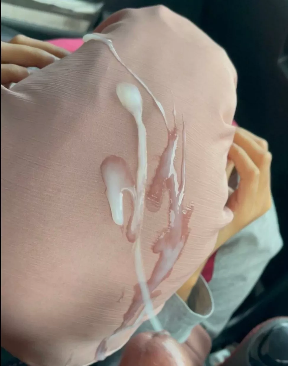 We didn't want to make a mess im the car. So him came on my hijab!