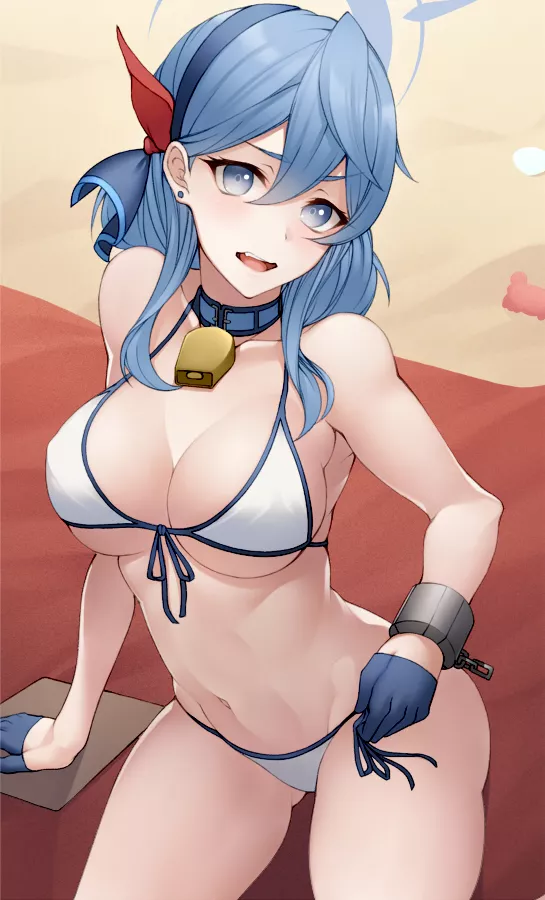 Ako keeping the bell even on the beach