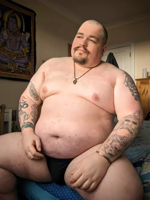 Basking in the sun in briefs ☀️