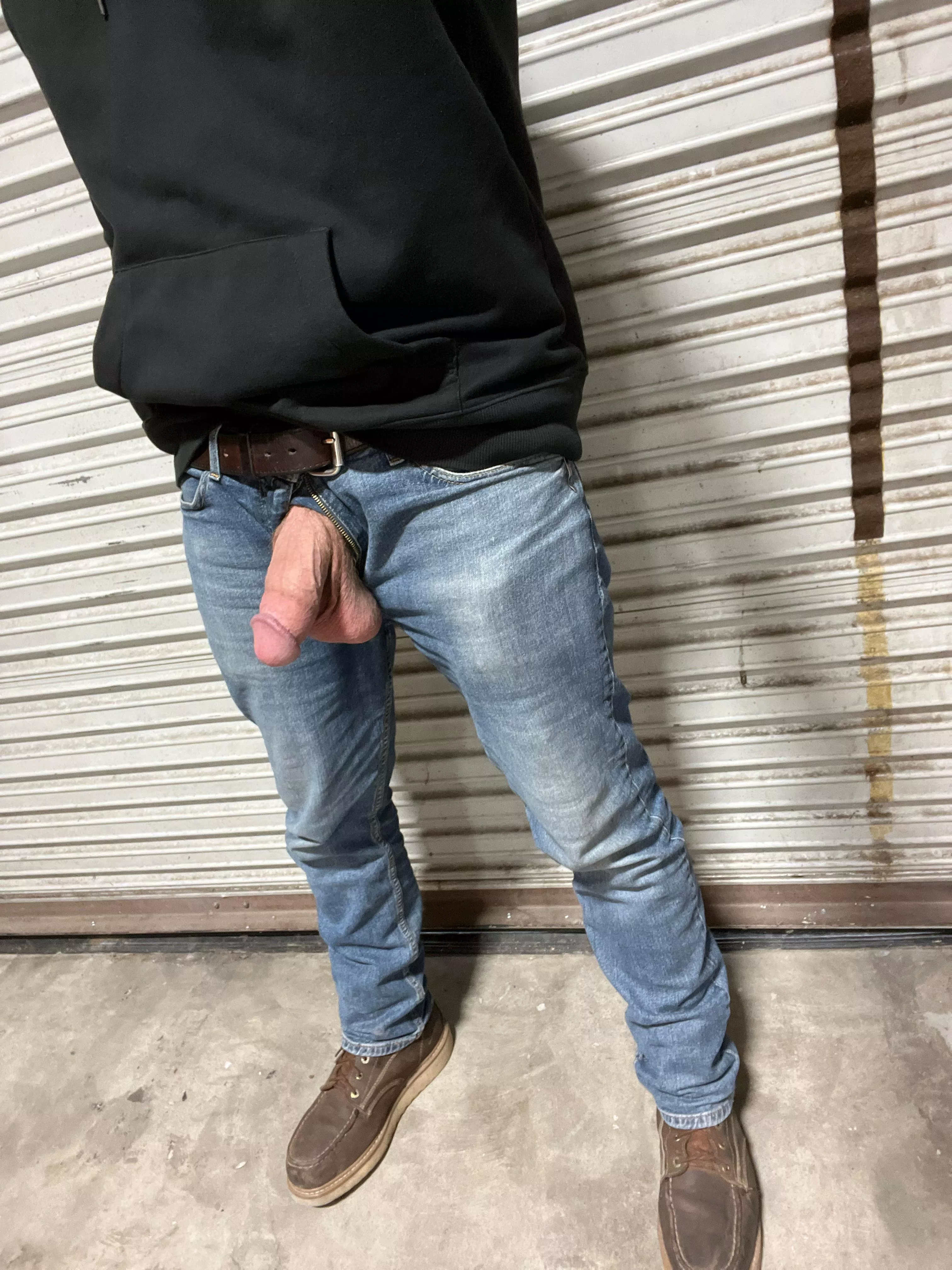 Well my co-worker called out today so I worked with my cock out all day long at the shop today.