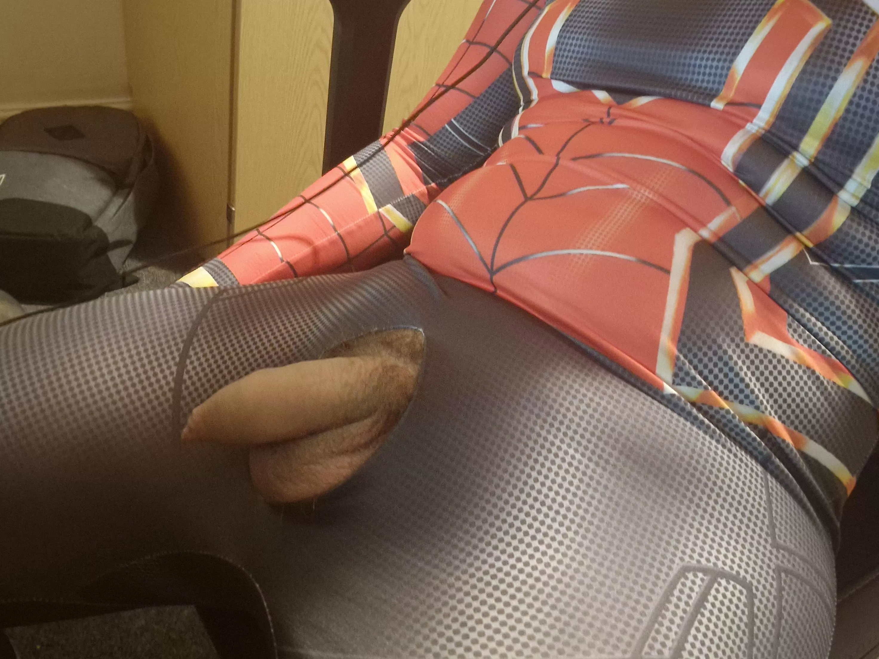 Cut a hole in this spidey suit specifically for fun, anyone want to try it out?
