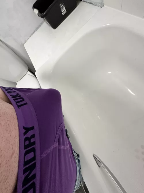 Friday night bulge with hard dick pushing through my boxers.