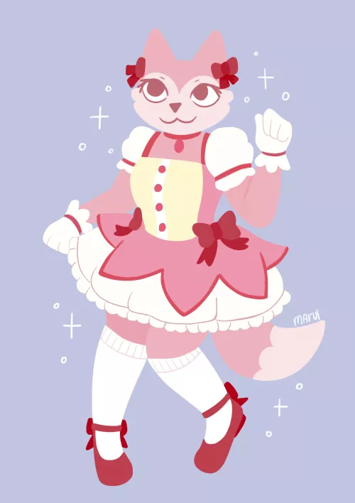 Madoka Magica but it's furry (art by me!)