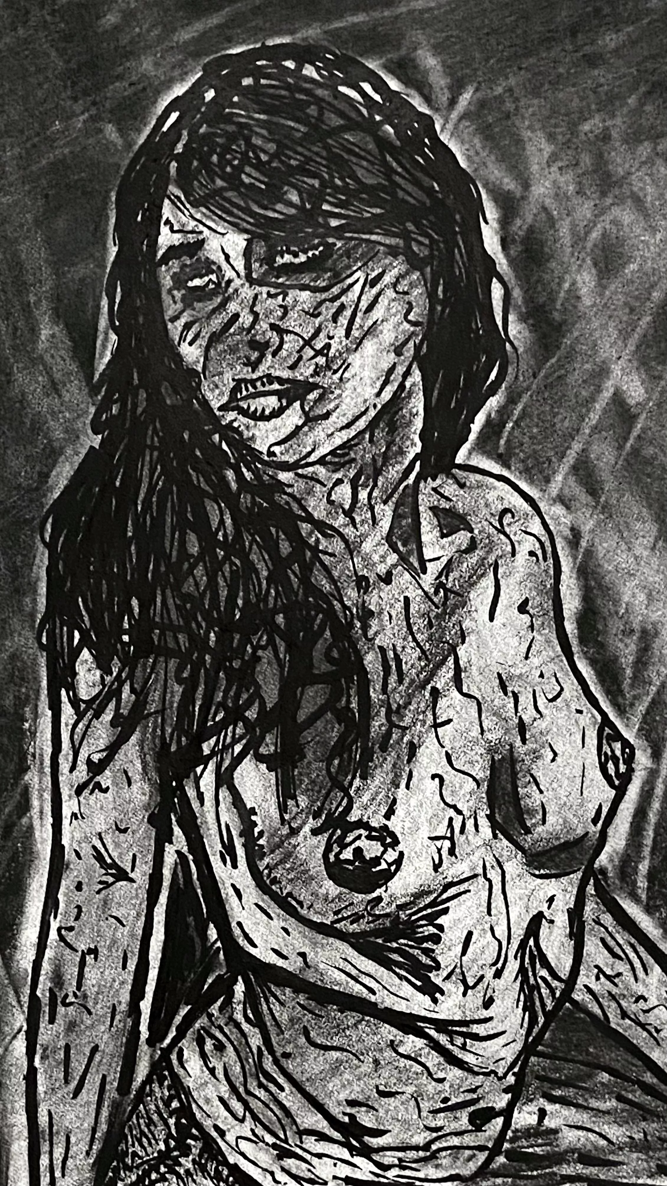 Mixed media charcoal + ink