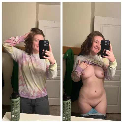 Mommy bod clothed and mommy bod underneath clothes